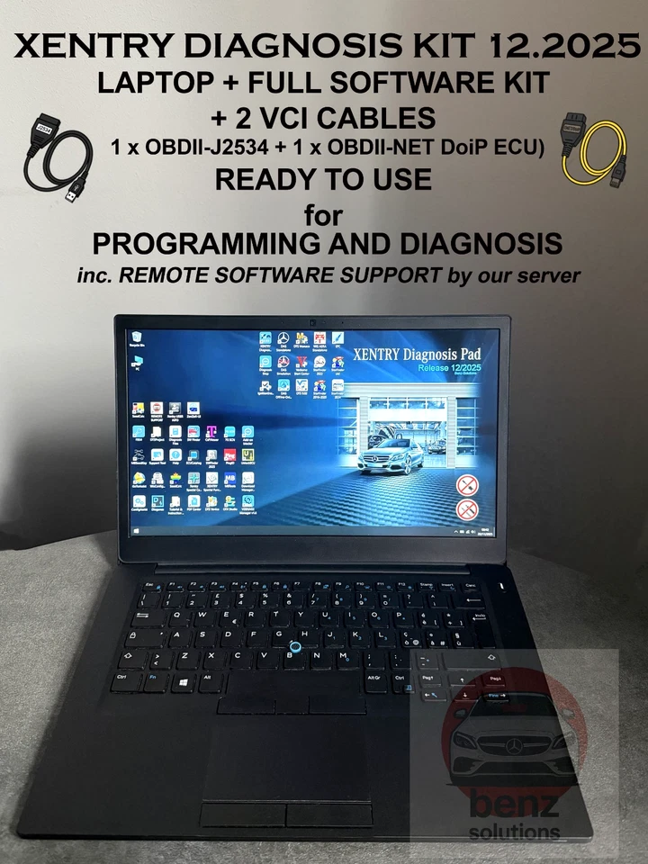 Laptop with Mercedes Xentry Diagnosis 12.2025 +Full SW KIT + set of cables OBDII - Bild 1 von 4