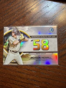 🔥 JACKSON MERRILL 2023 BOWMAN CHROME SCOUTS TOP 100 REFRACTOR RC # BTP-58 - Picture 1 of 2