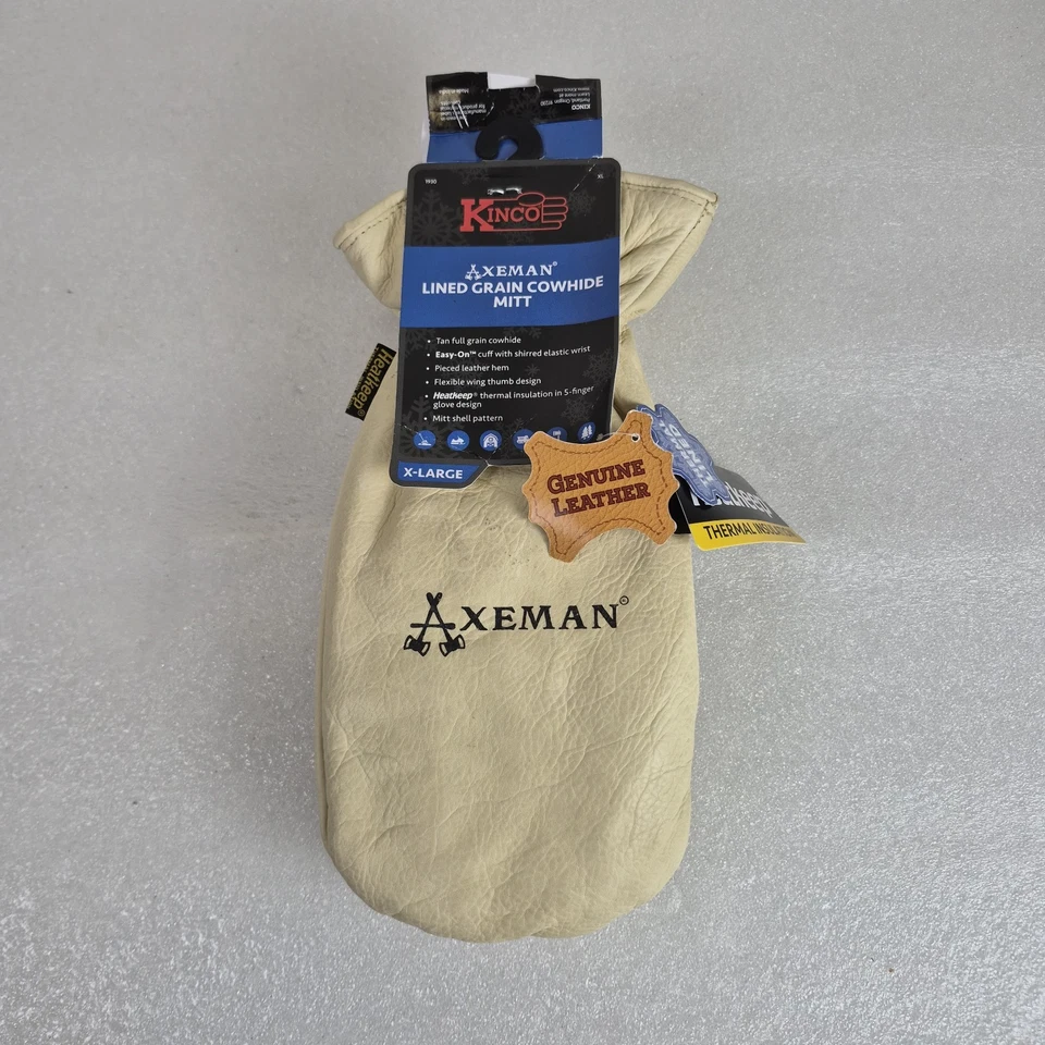 Luvas de trabalho de couro térmicas Kinco Axeman 1930XL forradas XL Heatkeep - Imagem 1 de 4