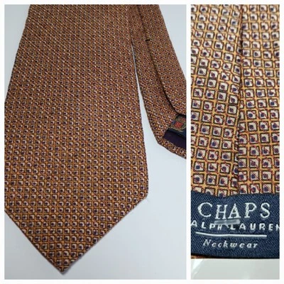 Vtg Chaps Ralph Lauren Silk Blend Multicolor Mens Neck Tie Wide Geometric USA - Image 1 of 4