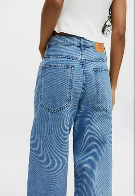 BDG Urban Outfitters Size 28 Rih High Rise Extreme Baggy Sonic Wave Blue Jeans  - Image 1 of 4
