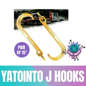 Paar 15" J Haken zum Abschleppen - G70 Stahl mit Kettengliedern, 5400 lb Kapazität - Bild 1 von 7
