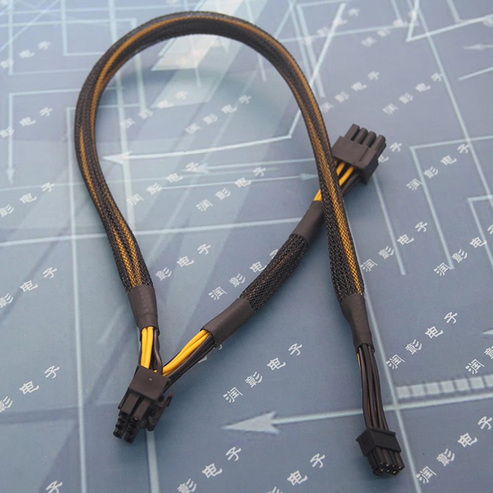 Mini8P To 6P/6P+2/Double 8pin Power Supply Cable For HP DL380 G10 GPU 50cm Line - Image 1 of 1