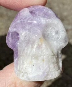 Chevron Amethyst CRYSTAL SKULL w/ Hematite, Shimmery rainbows - S19805 - Picture 1 of 8