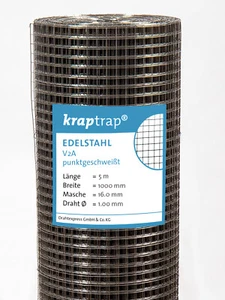 Kraptrap Volierendraht Edelstahl V2A 16x16mm 5 x 1m Drahtzaun 4-eck Maschendraht - Bild 1 von 3