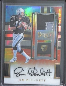 2017 Panini Select Rainbow Prizm Patch Autograph #MP-PL Jim Plunkett No 14 de 15 - Imagen 1 de 2