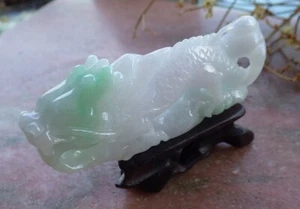 Video Certified Green 100% Natural A Jade jadeite Display Dragon 生意兴隆 479578 - Picture 1 of 12
