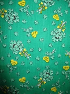 VTG General Fabrics Green "Love the Irish" Floral Bouquet Fabric 1yd + 33" x 45" - Picture 1 of 3