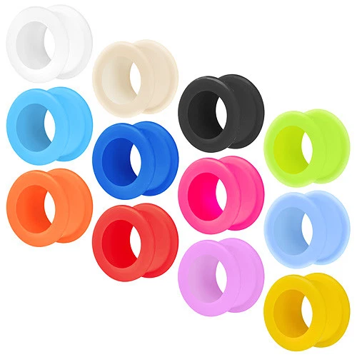 Silikon Flesh Tunnel Plug Ear Ohr Tube Color Piercing Flexibel Extra Soft Weich - Bild 1 von 1