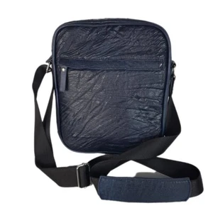Mens Handbag Ostrich Leather Pouch Crossbody Shoulder Bag Luxury Blue Messenger - Picture 1 of 9
