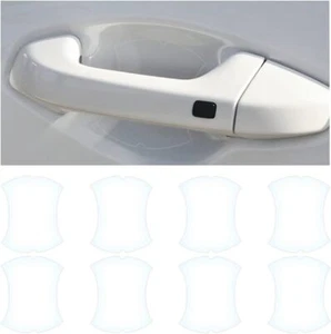 8Pc Transparent Carbon Fiber Car Door Handle Anti-Scratch Protector Film Sticker - Picture 1 of 9