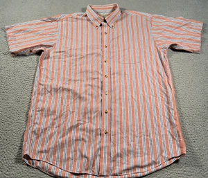 L.L. Camicia Bean uomo grande alta arancione blu a righe casual outdoor 0FWA9 - Foto 1 di 7