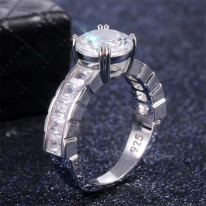 925 Silber plattiert Kanal Set Ring für Weihnachtsgeschenk 2CT simulierter Ring für Sie - Bild 1 von 6