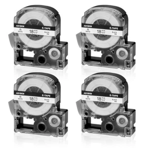4 PIEZAS Compatible con EPSON LK-5WBN KingJim SS18KW SR250 3/4" Cinta Etiqueta Blanca - Imagen 1 de 11