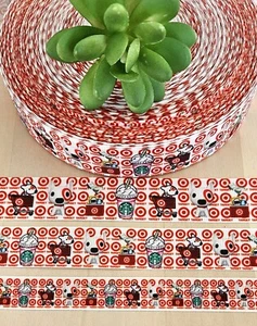 5/8, 7/8, 1 & 1.5" (1 YD) Shopping Ribbon Target Bullseye Starbucks Red Cart - Picture 1 of 1