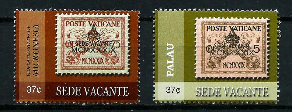 MICRONESIA SCOTT # 658 & PALAU SCOTT # 841, SET OF 2 SEDE VACANTE, VATICAN CITY - Image 1 of 1