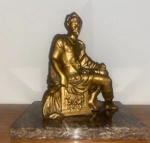 Antique Spelter Figurine Statue Marble Base 7 1/2 " - Picture 1 of 9