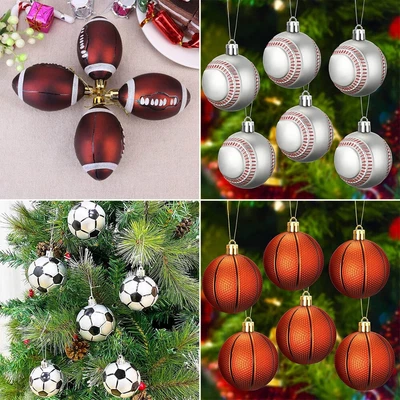 6 Piezas Árbol de Navidad Bolas Colgantes Adornos Estilo Fútbol Baloncesto  Foto 1 de 4