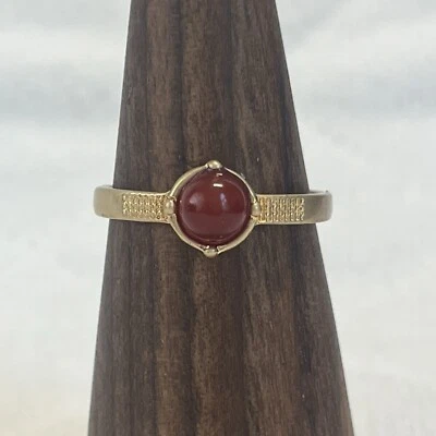Red Nephrite And Gold Tone Ring Size 11 1/2 - Image 1 of 4
