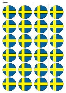 24X PRECUT SWEDEN FLAG FOOTBALL EDIBLE WAFER PAPER, CUPCAKE, CAKE TOPPERS 1230 - Picture 1 of 1