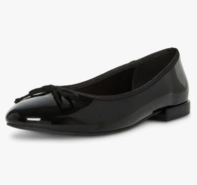 Zapatos planos sin cordones Madden Girl Plie Ballet charol negro para mujer talla 6 Foto 1 de 4