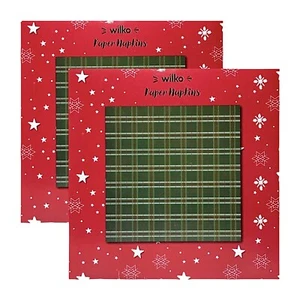 Servilletas de papel tartán tradicionales rojas verdes blancas paquete de 2 servilletas pañuelos - Imagen 1 de 3