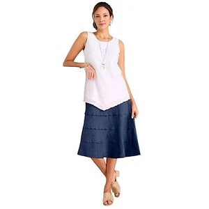 Falda de lino Jenny Soft Surroundings en noche estrellada talla 3X nueva con etiquetas - Imagen 1 de 7