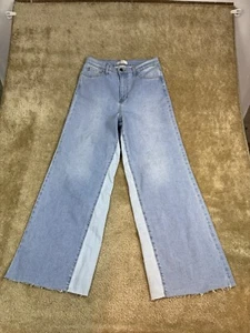 VIbrant MIU Wide Leg Jeans Size 13 / 30 Color Block Panel 2-Tone High Rise A343 - Picture 1 of 13