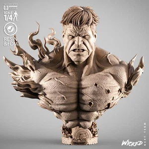 3D Printed 16K WICKED - Red Hulk Portrait Bust MARVEL Fan Made 1:4 Scale - Picture 1 of 6