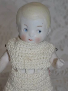 Antique German All Bisque Googly Doll Hertwig Painted Eyes - Picture 1 of 10
