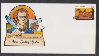 AUSTRALIA 1983 POSTAL STATIONARY ENVELOPE 150th BIRTH OF ADAM L GORDON + CACHET - Image 1 of 2