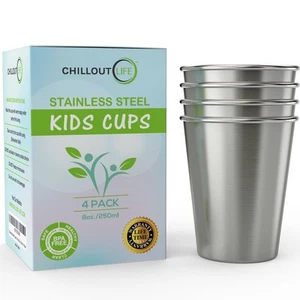 CHILLOUT LIFE Stainless Steel Cups for Kids and Toddlers 8 oz - Stainless Ste... - Picture 1 of 8
