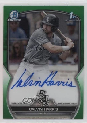 2023 Bowman Draft Chrome Prospect Green Refractor /99 Calvin Harris Auto - Image 1 of 2