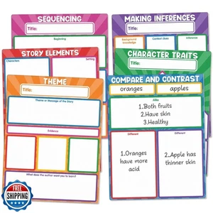 Auchq Versatile Magnetic Literature Teaching Charts, Dry Erase Handwriting Pa - Picture 1 of 5