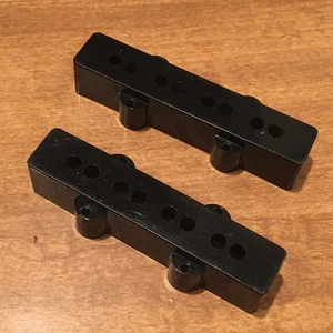 Two Vintage Black Jazz Bass Relic Pickup Covers Precision Electric Guitar Fender - Picture 1 of 7