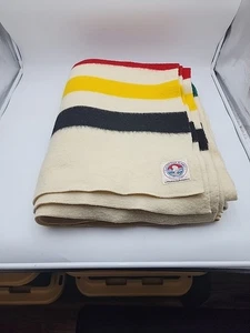 Coperta vintage Glacier Park a righe in lana Pendleton 100% lana vergine vedi foto - Foto 1 di 19