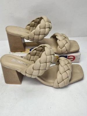 Sandalias de tacón trenzadas tostadas soda talla 7 para mujer Foto 1 de 4