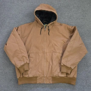 Cabela’s Men’s Size 2XL TALL Quilted Lined Canvas Hooded Jacket Brown - Picture 1 of 15