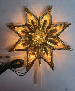 Vintage Goldener Schlitten 10 LICHTER BAUMSPITZE HC-452-461 GOLDSTERN MIT GOLDENEN LICHTERN - Bild 1 von 11