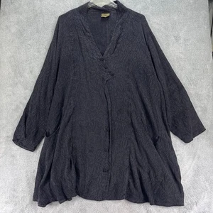 URU Strickjacke Jacke Damen 3 schwarz Jacquard Knitter Blumen Artsy Boho Oversize - Bild 1 von 14