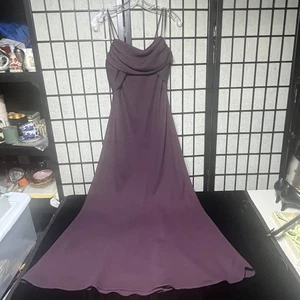 Betsy & Adam By Jaslene Floor Length Plum Chiffon Evening Gown Size 10P - Picture 1 of 7