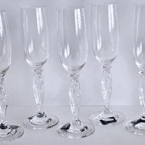Mikasa Alessandra Austrian Lead Crystal Champagne Flutes Twisted Stem Set of 6 - Picture 1 of 14