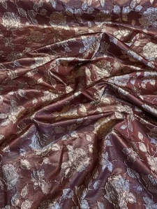 1 mtr burnt copper metallic floral print dress brocade fabric..58”wide (147cm) - Picture 1 of 3