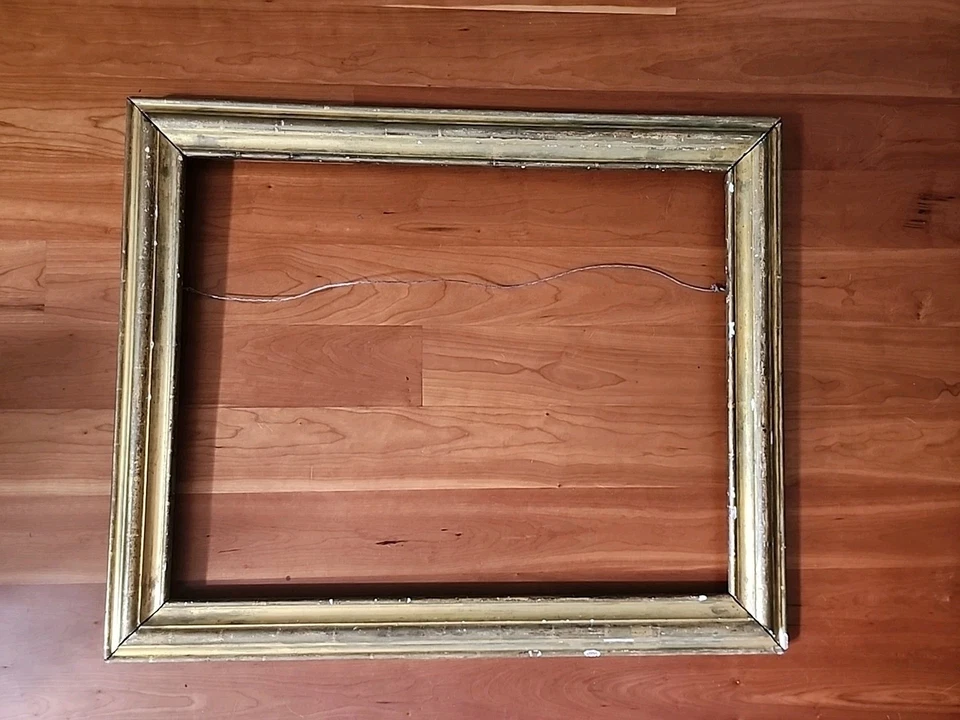 Pintura/quadro espelhado vintage antiga dourada do século 19 abertura 26 X 33 - Imagem 1 de 4