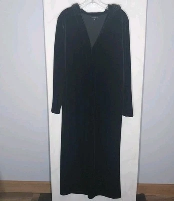 Roupão de veludo feminino vintage M preto com capuz veludo macio festival gótico bruxa  - Imagem 1 de 4