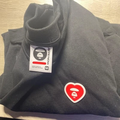 AAPE BY A BATHING APE Heart Logo Black T-Shirt M Near Mint Condition - Image 1 of 4