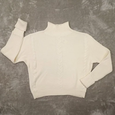 Suéter Gap Marfil Manga Larga Tejido con Cable Cuello Simulado Para Mujer Grande Nuevo con Etiquetas Clásico Foto 1 de 4