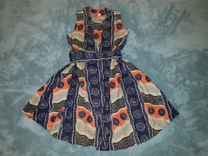 Vintage 60s/70s Size 7 Dress Kaftan Tunic Psychedelic Paisley Open Belted Maxi - Picture 1 of 7