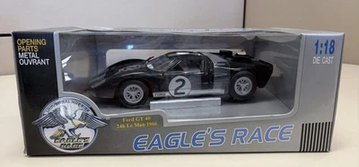 NIB Eagles Race 1966 Lemans Ford GT40 Black Diecast Model Race Car 1/18 Scale - Image 1 of 4