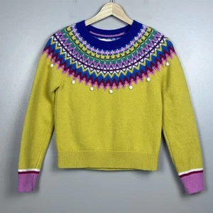 Boden Mädchen Wollmischung gelb & rosa Fair Isle Pullover Größe 11-12 - Bild 1 von 10